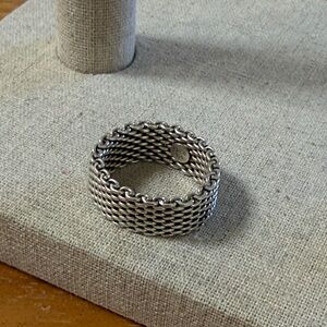 Tiffany and Co Somerset mesh ring, unisex, classic, size 12.5